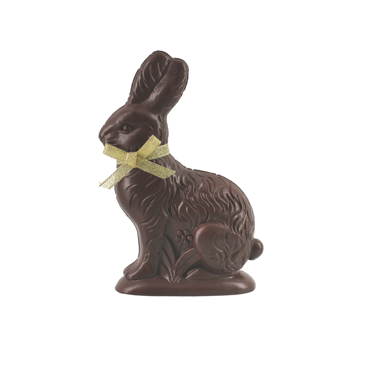 Dark Chocolate Resin Gold Ribbon Easter Rabbit Medium Figurine